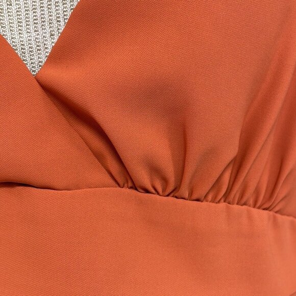 Mint Choco Just Right Rust Fit & Flare Dress Short Sleeve V-Neck Orange Size L - Picture 11 of 17